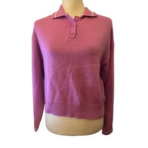 Divided H&M Collared Knit Polo Sweater, Pink, Soft Girl Preppy, Size Small